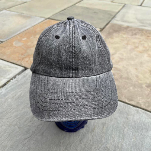 Black Grey Denim Strapback Dad Hat