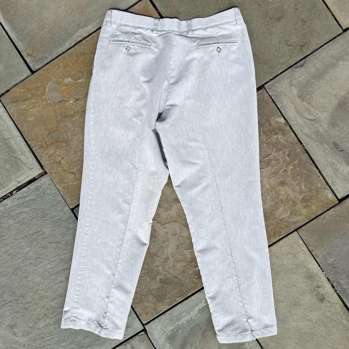 Neo-Vintage Greige Distressed Pleated Trousers