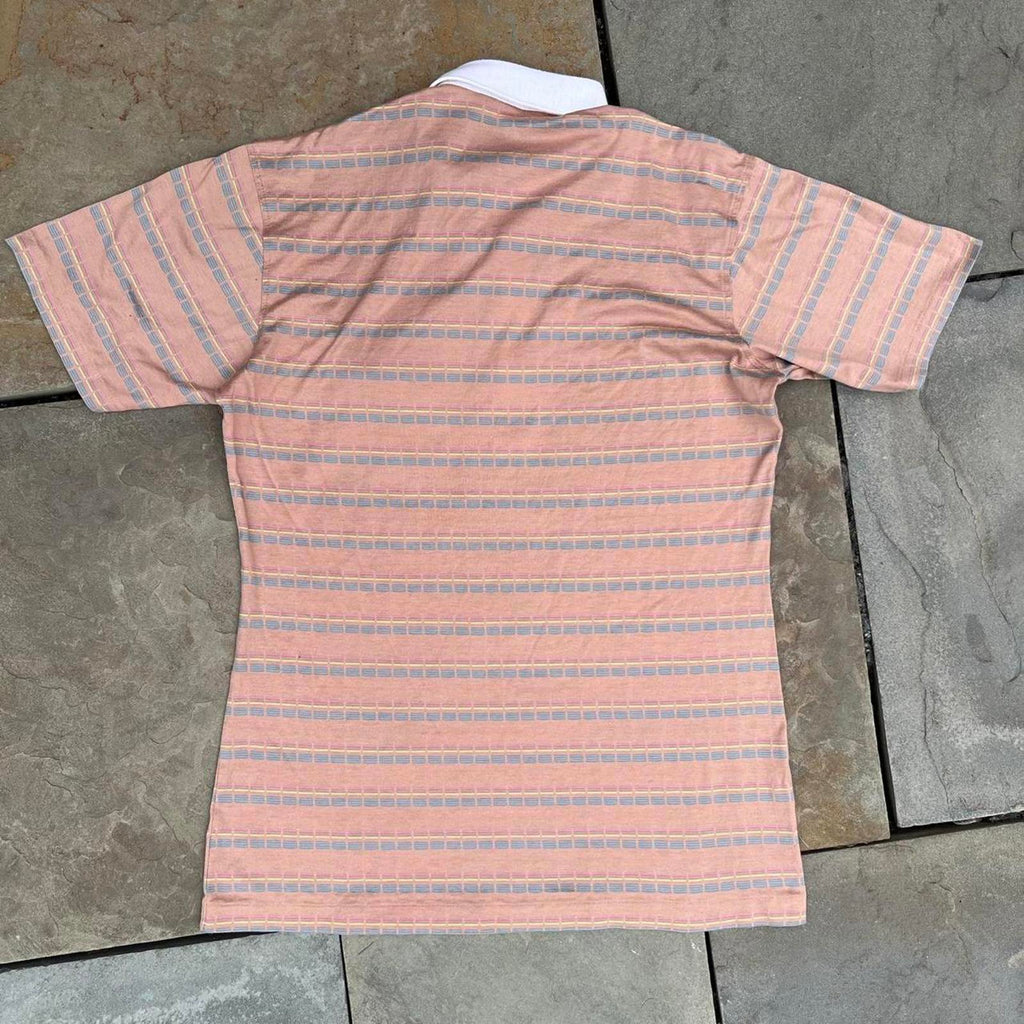 Vintage 80s Multi Stripe Contrast Collar Polo