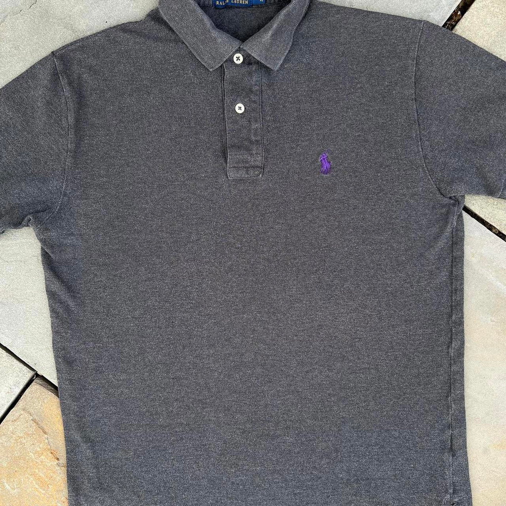 Polo Ralph Lauren Dark Grey Heather Classic Polo Purple Logo