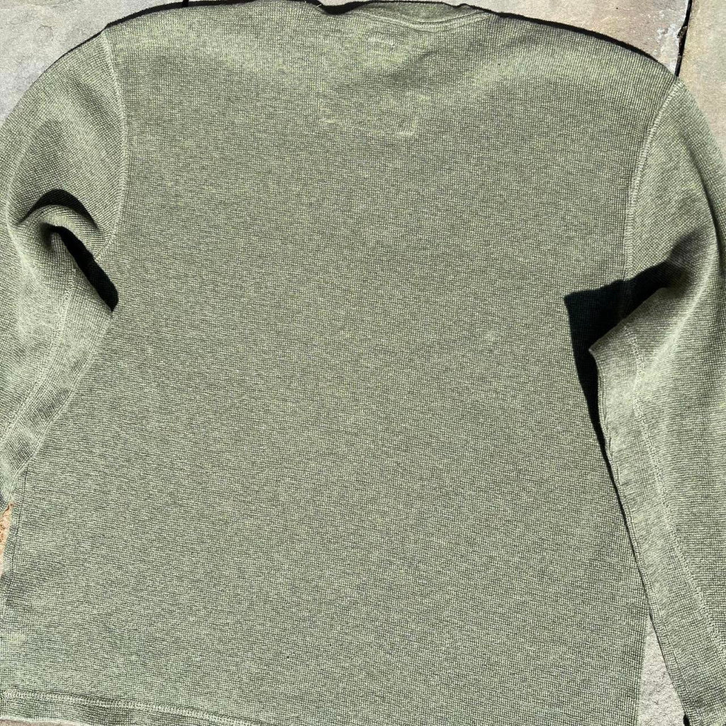 Y2K 2006 Varied Green Heather Waffle Knit Thermal