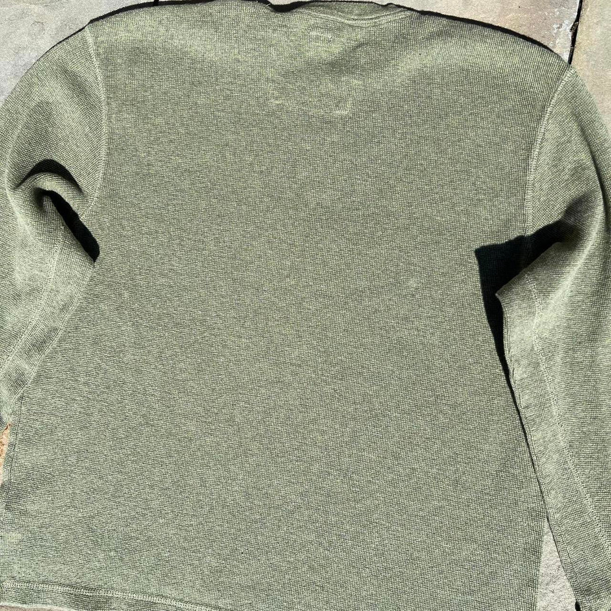 Y2K 2006 Varied Green Heather Waffle Knit Thermal