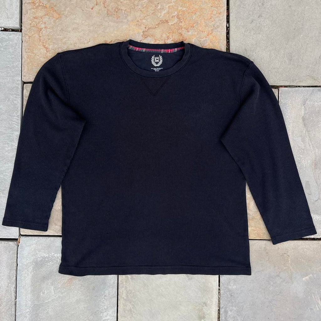 Y2K Chaps Black Waffle Knit Thermal