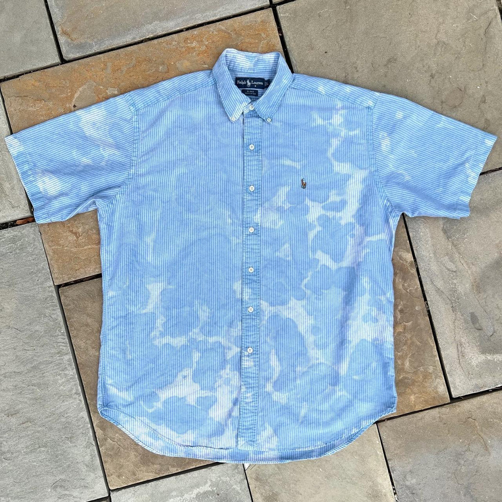 Y2K Blue Splat Overdye Polo Ralph Lauren Button Down