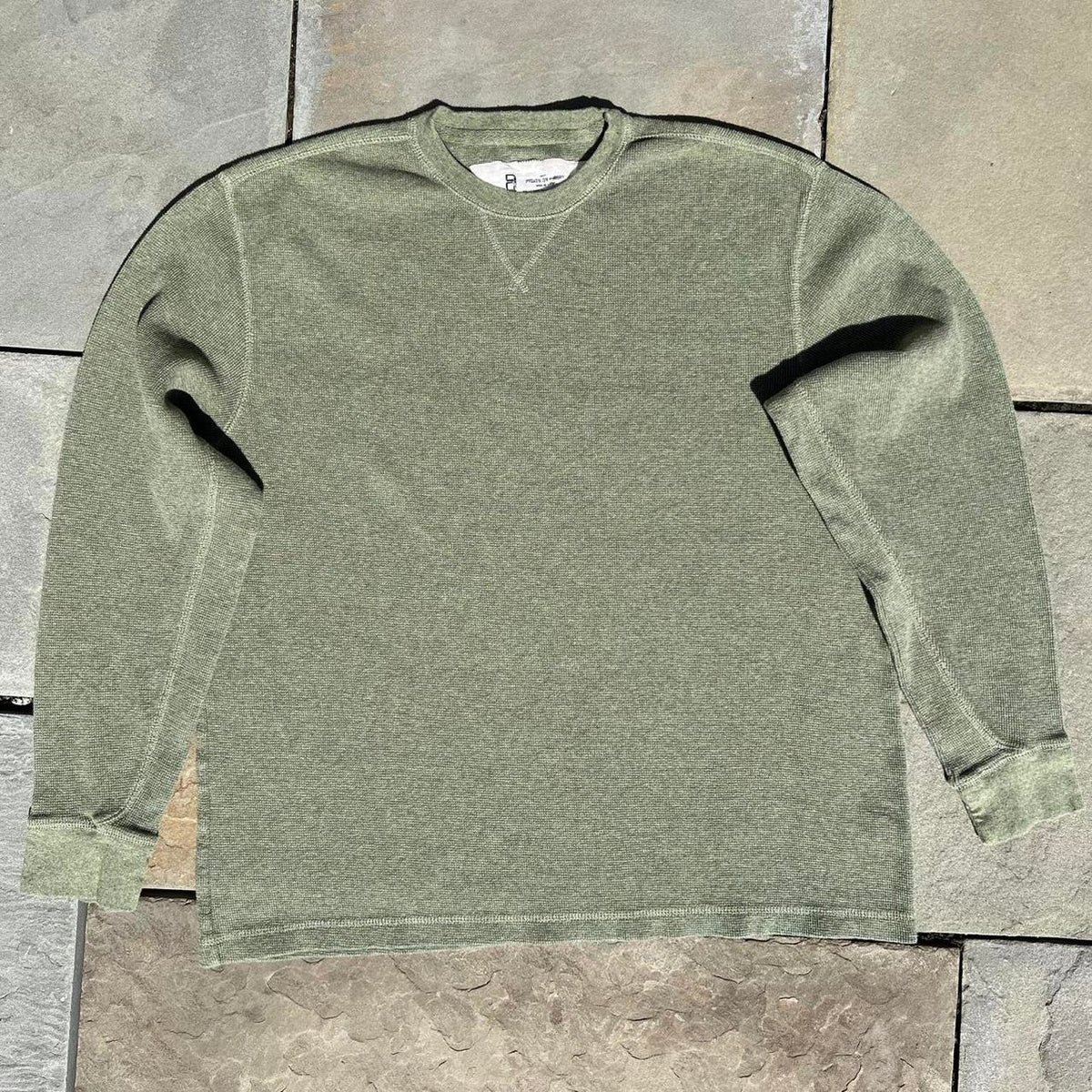 Y2K 2006 Varied Green Heather Waffle Knit Thermal