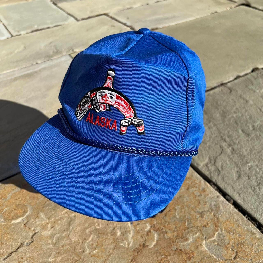 Neo-Vintage 90s Blue Alaska Whale Rope Snap Back Dad Hat