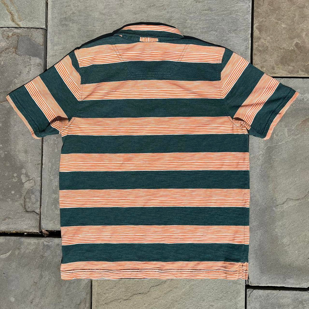 The North Face Orange and Green Striped Polo