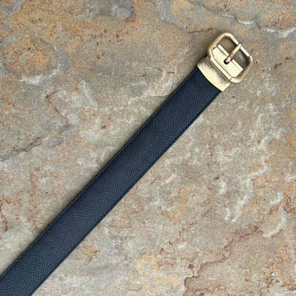 Vintage 80s Black Embossed Faux Leather Belt