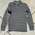 Dark Grey Heather Burgundy Striped Waffle Knit Thermal