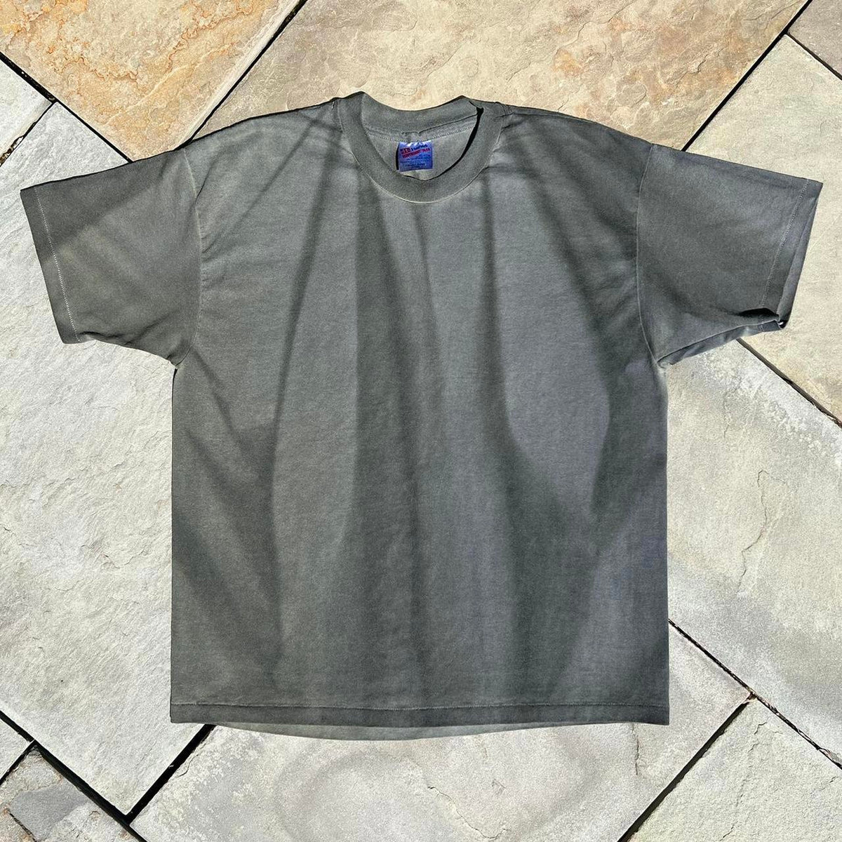 Neo-Vintage 90s Overdyed Grey Green T-shirt Made in USA