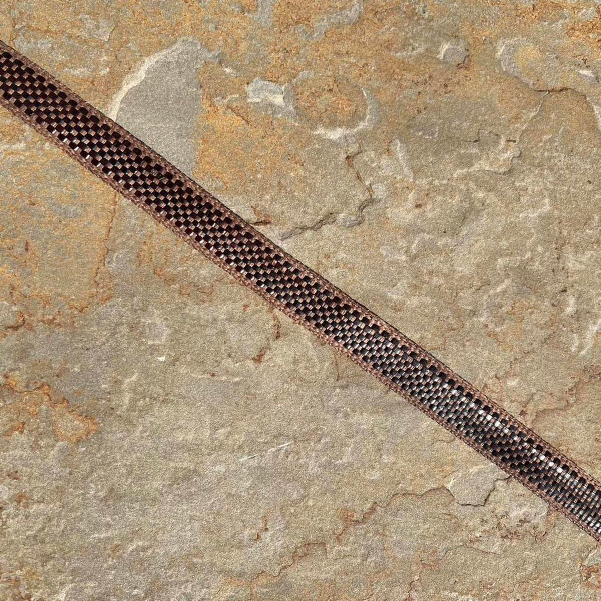 Vintage 80s Brown Leather/Canvas Woven Belt Made in Italy