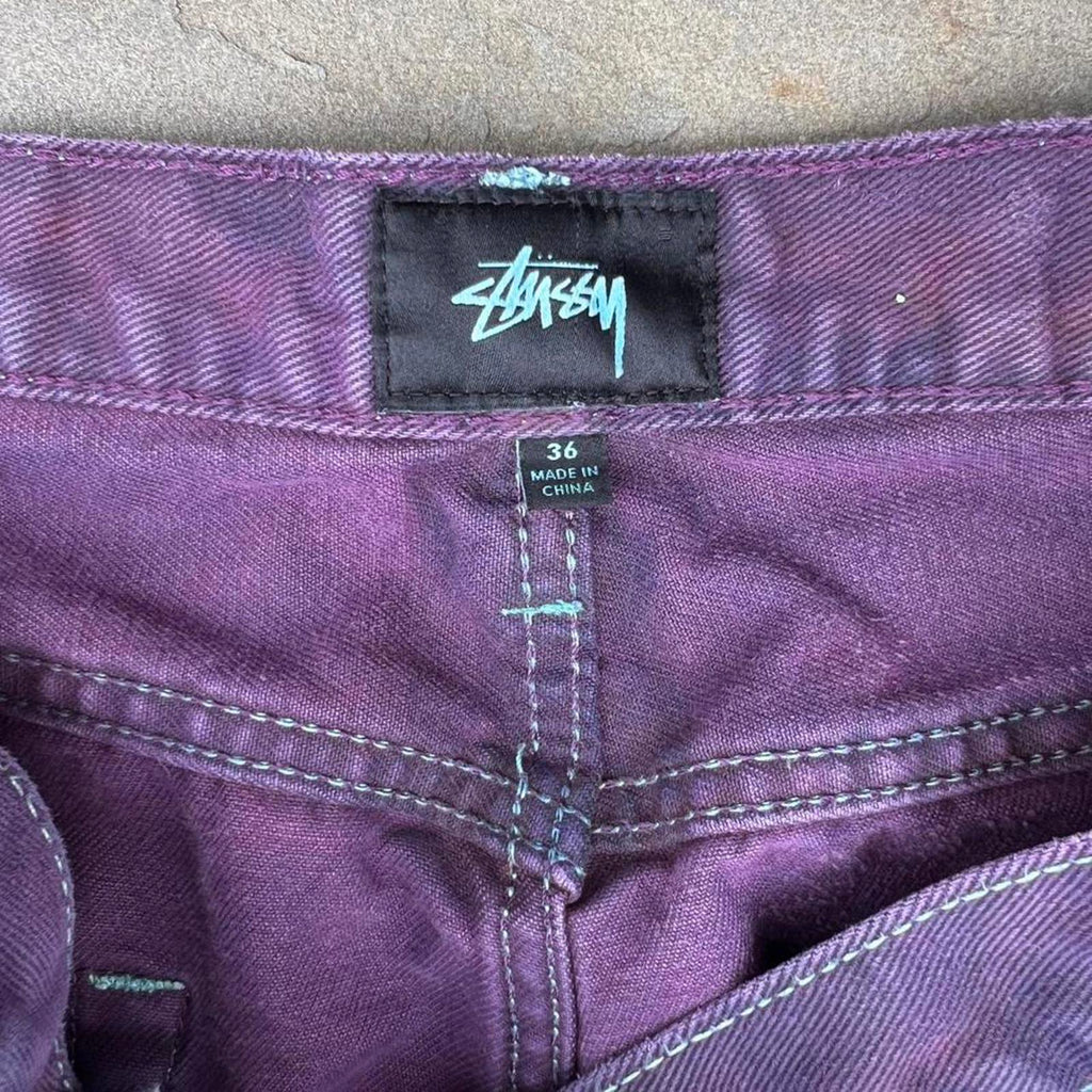 Double Purple Wash Reworked Stussy Big Ol Jeans