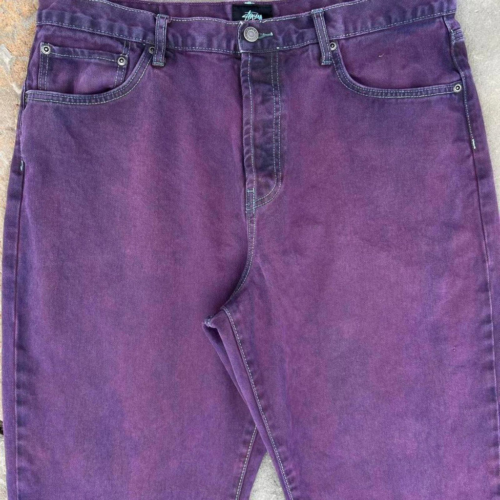 Double Purple Wash Reworked Stussy Big Ol Jeans