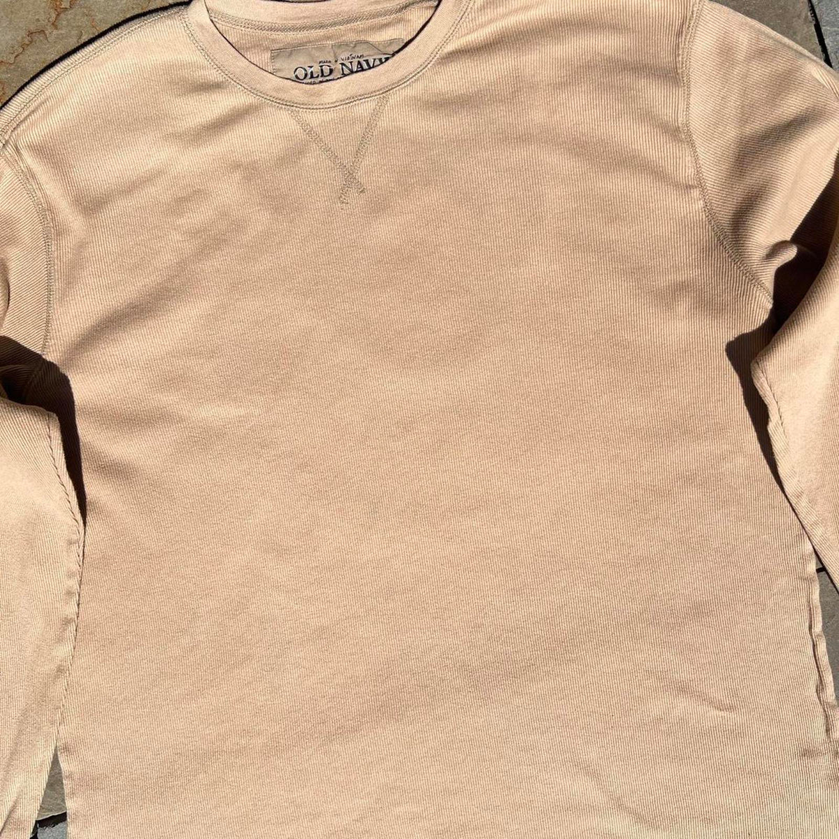 Neo-Vintage Y2K 2006 Tan Texture Knit Long Sleeve