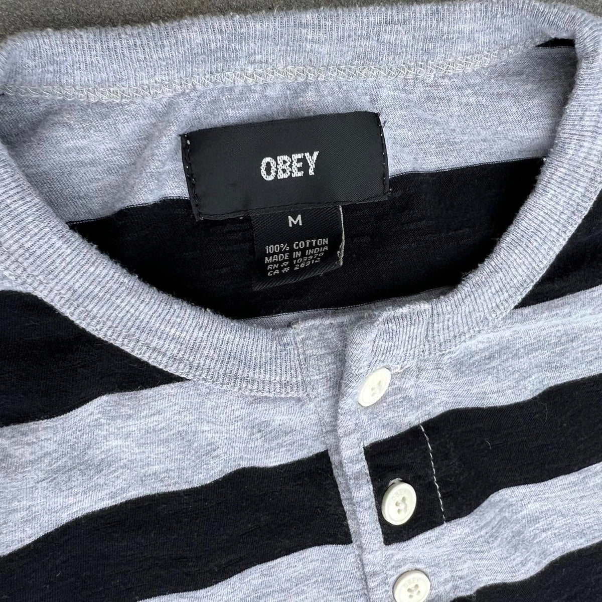 Black + Geather Grey Thick Striped Henley