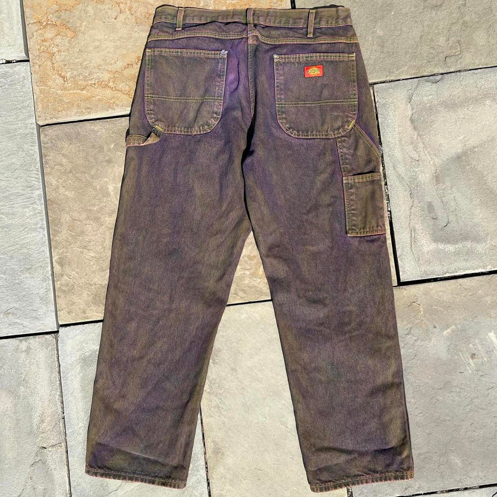 Reworked Dickies Purple Brown Yellow Denim Carpenter Jeans