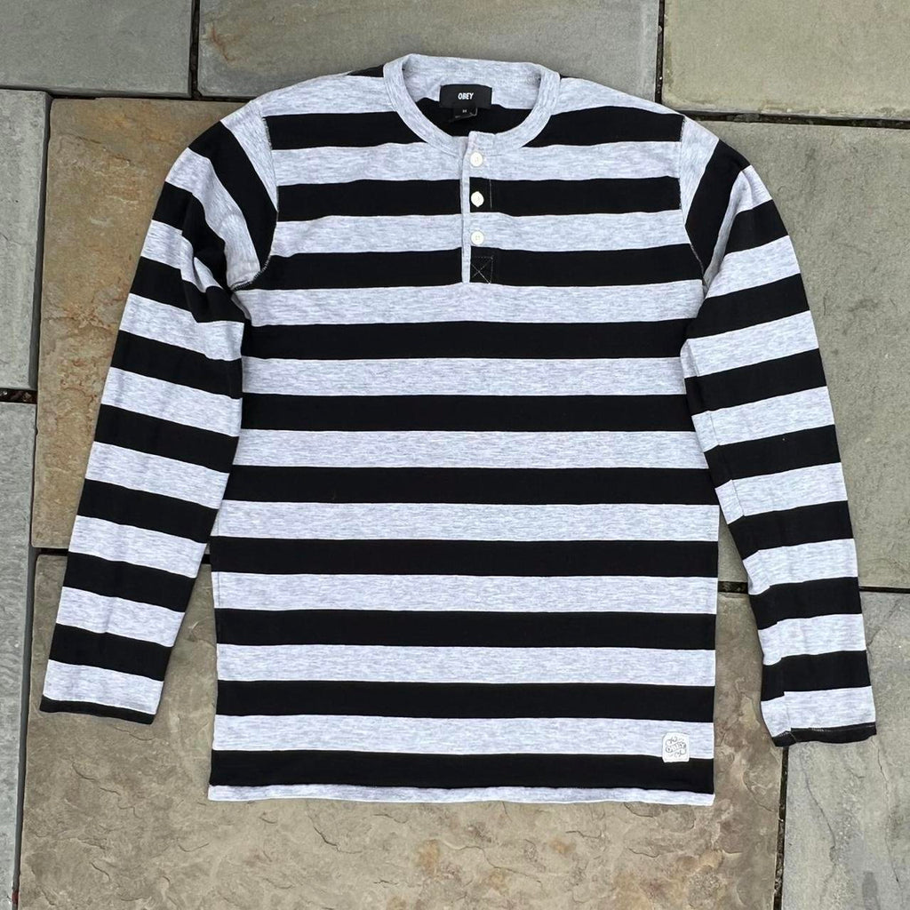 Black + Geather Grey Thick Striped Henley