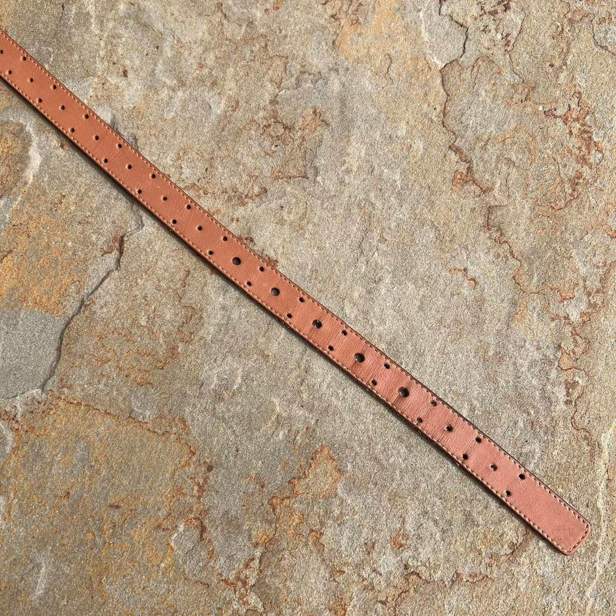 Y2K Light Brown Leather Hole Punch Design Belt Made in Italy