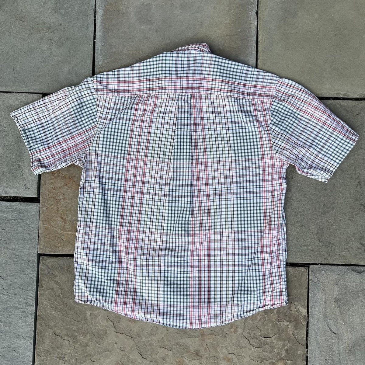 Vintage 90s Multi-Color Check Plaid Short Sleeve Button Down