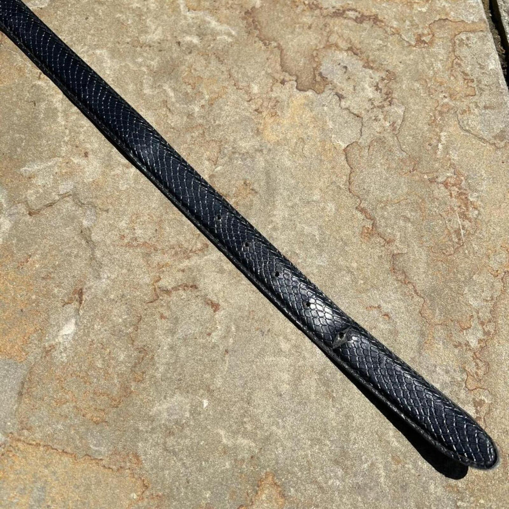 Neo-Vintage Y2K Black Crocodile Embossed Faux Leather Belt