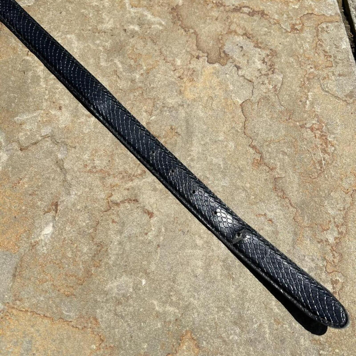 Neo-Vintage Y2K Black Crocodile Embossed Faux Leather Belt