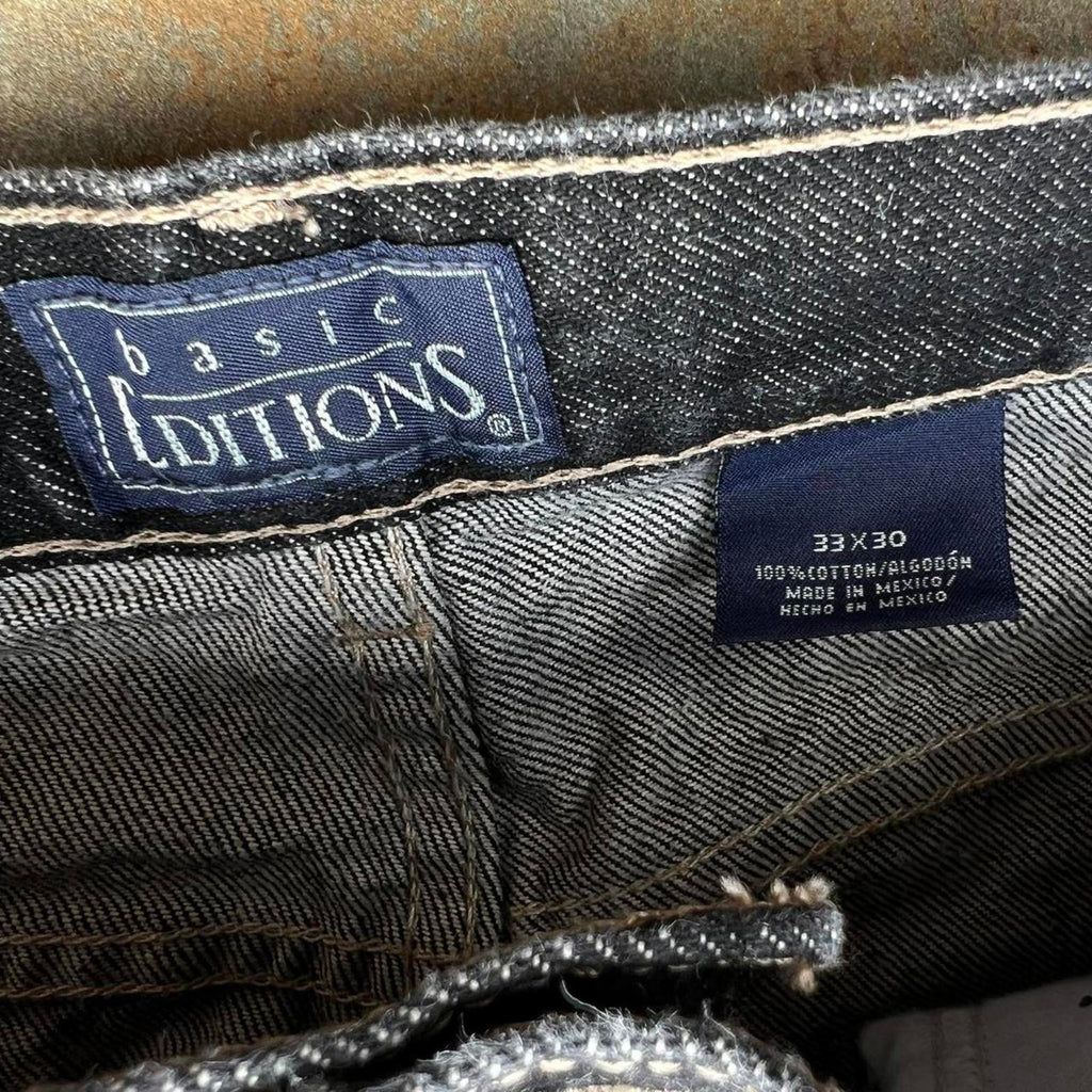 Y2K Black Rinsed Wash Straight Relaxed Jeans