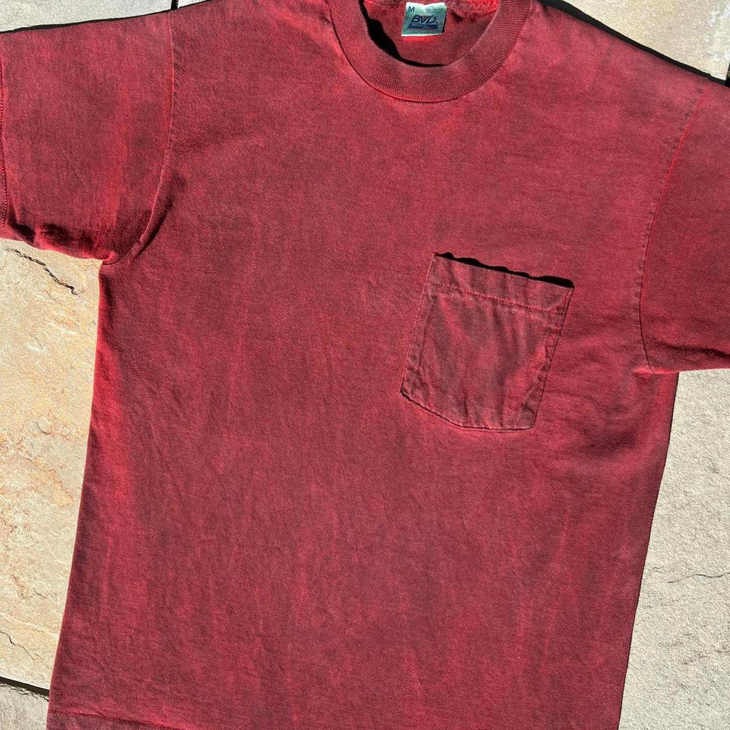 Overdyed Vintage Black Red Single Stitch Pocket T-shirt