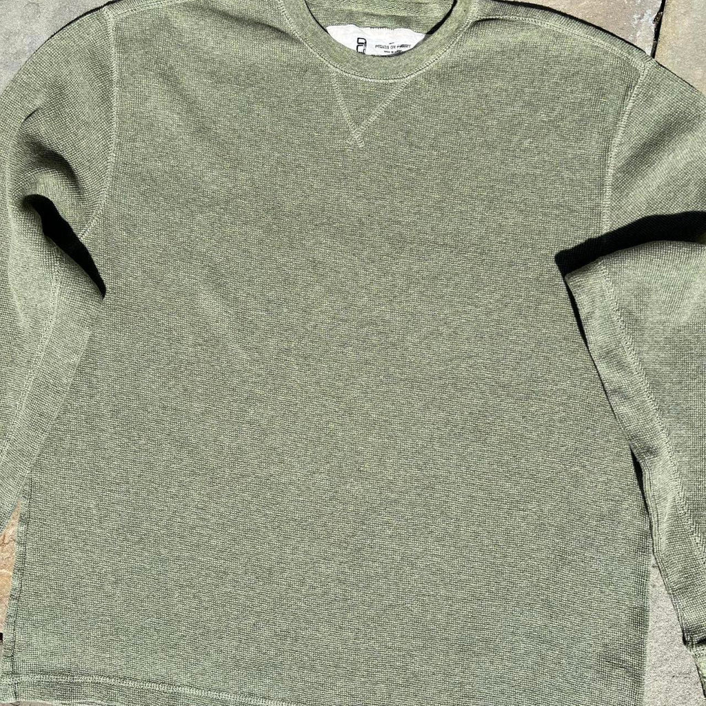 Y2K 2006 Varied Green Heather Waffle Knit Thermal