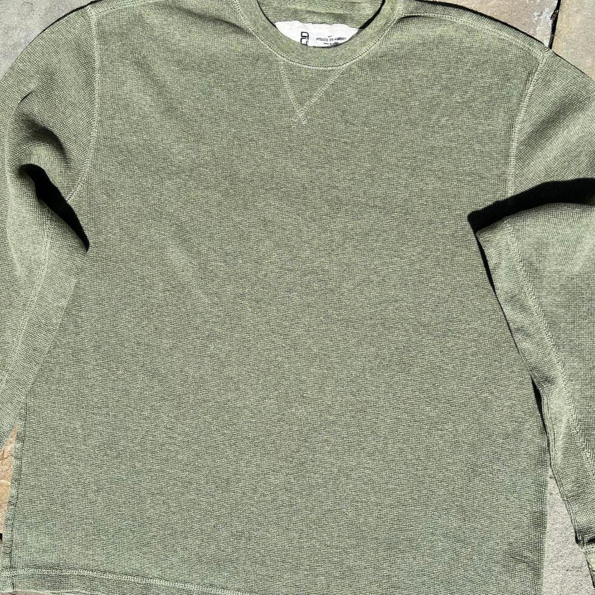 Y2K 2006 Varied Green Heather Waffle Knit Thermal