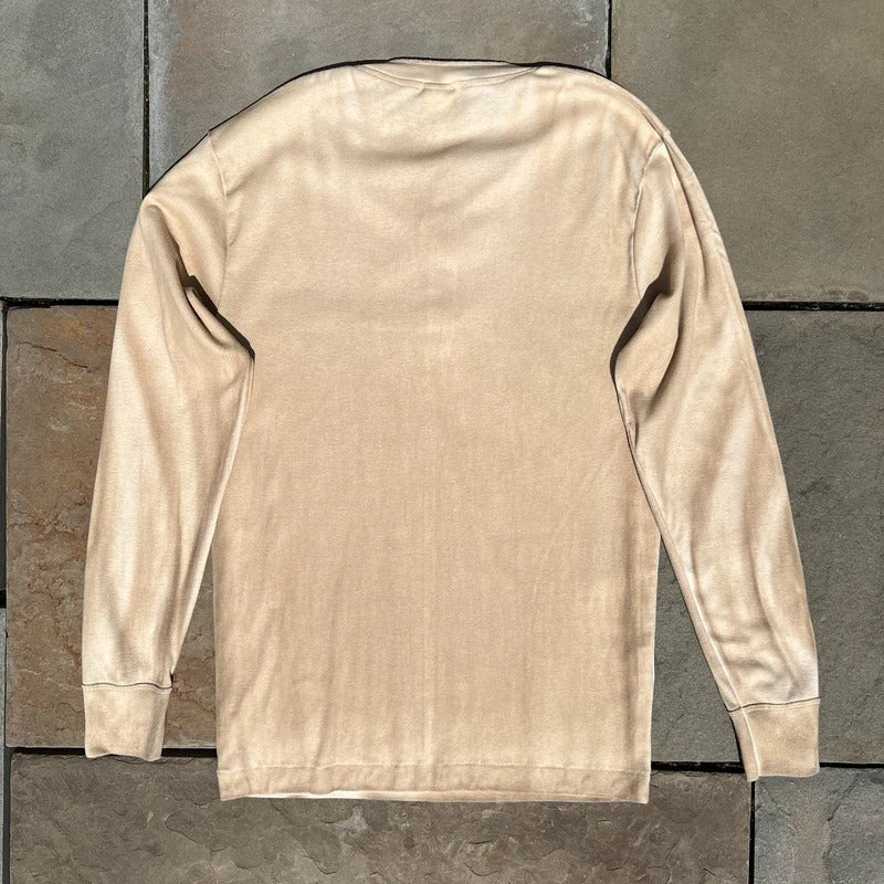 Vintage 80s Jockey Earth Tan Garment Dyed Henley Made in USA