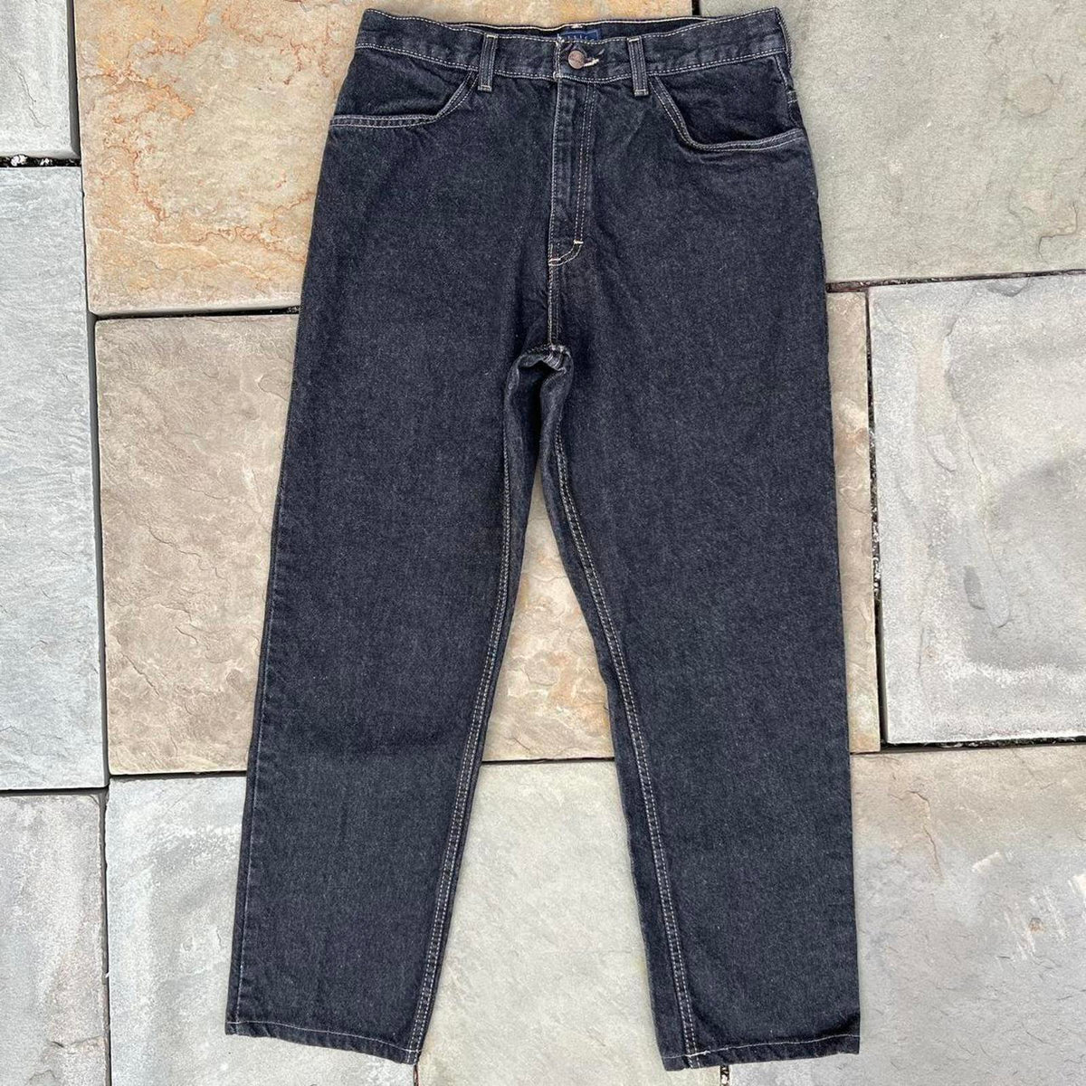 Y2K Black Rinsed Wash Straight Relaxed Jeans