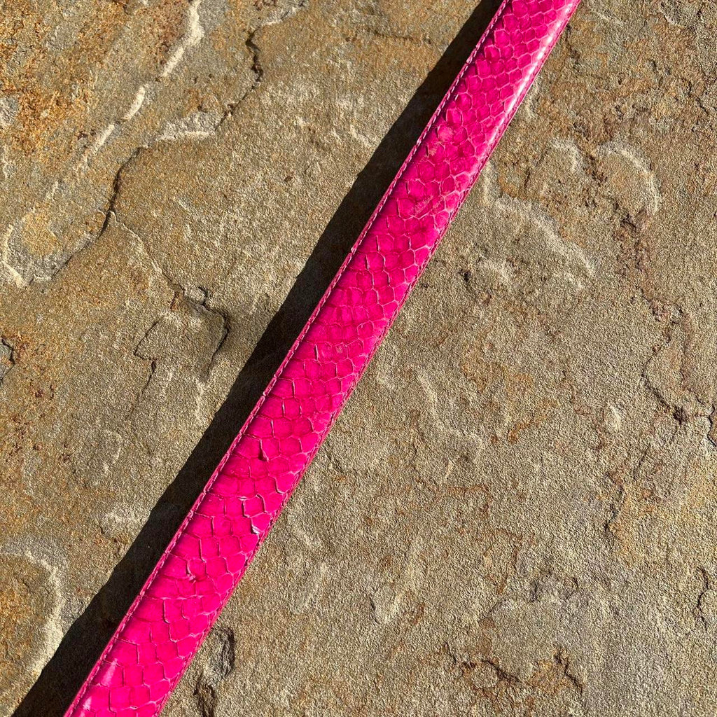 Vintage 80s Genuine Snake Skin Pink Belt