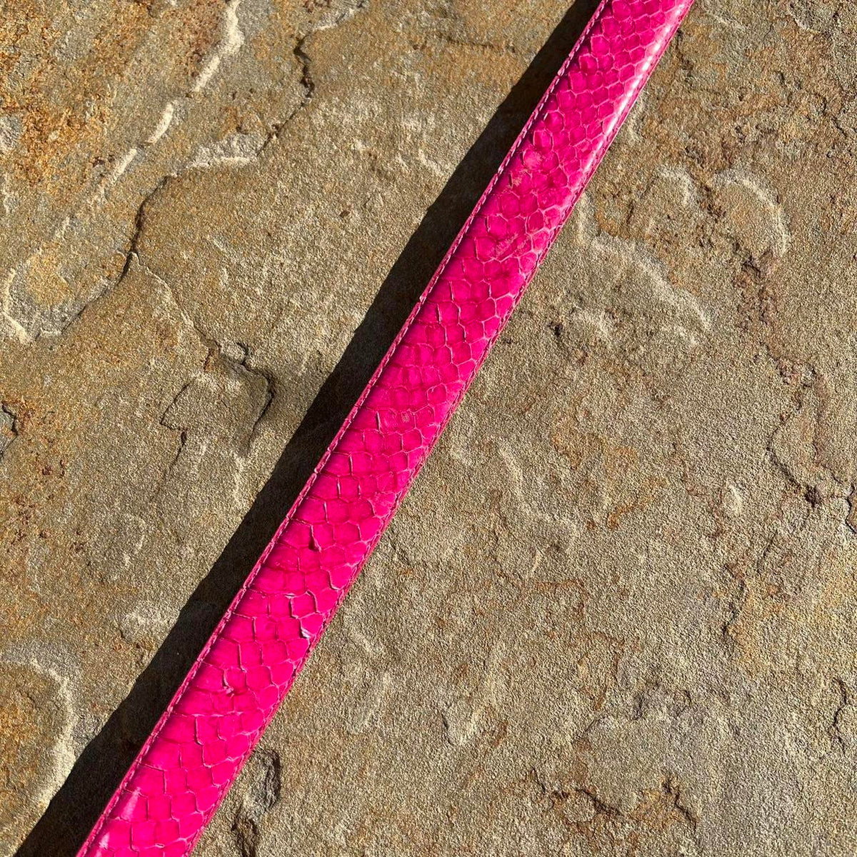 Vintage 80s Genuine Snake Skin Pink Belt