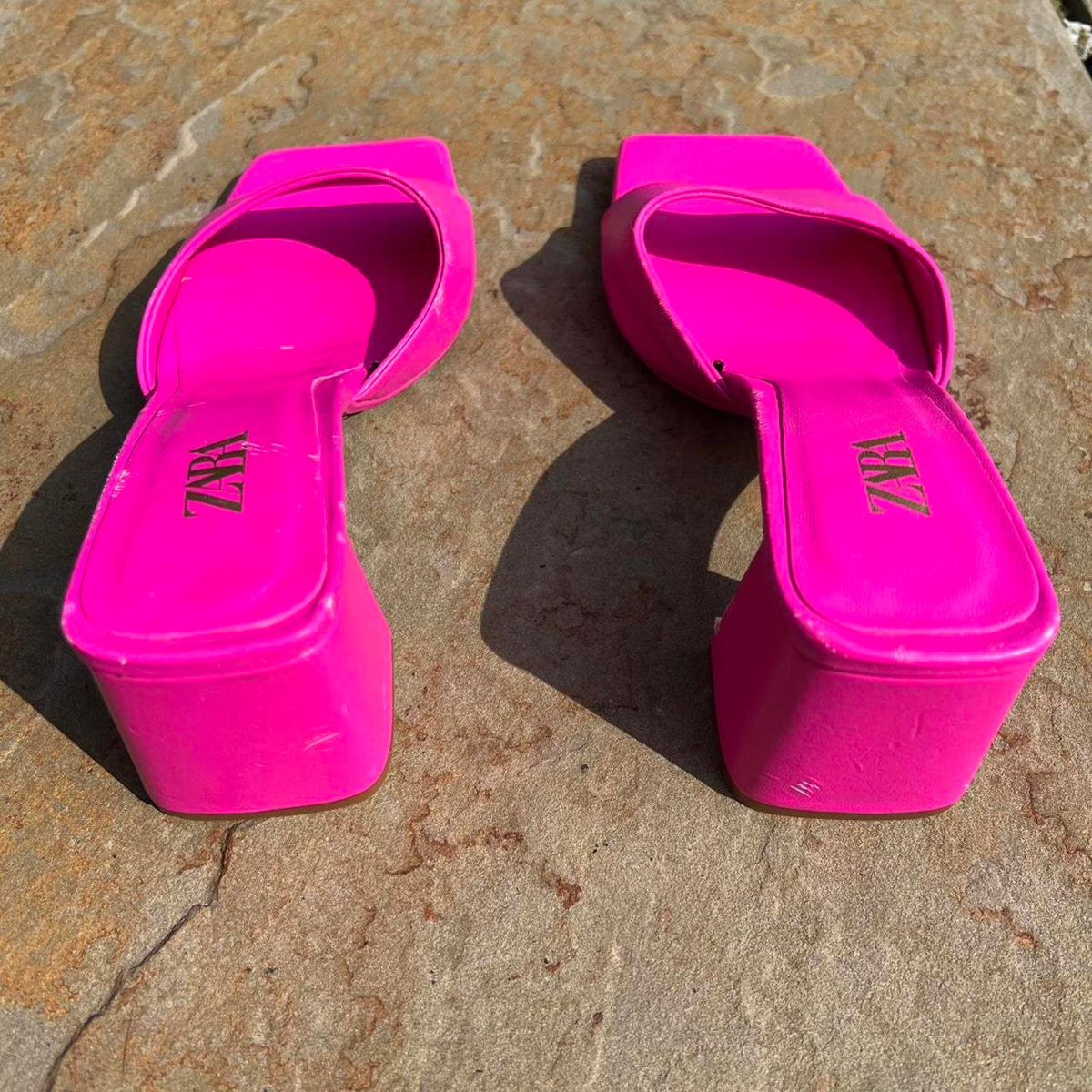 Hot Pink Mule Heels