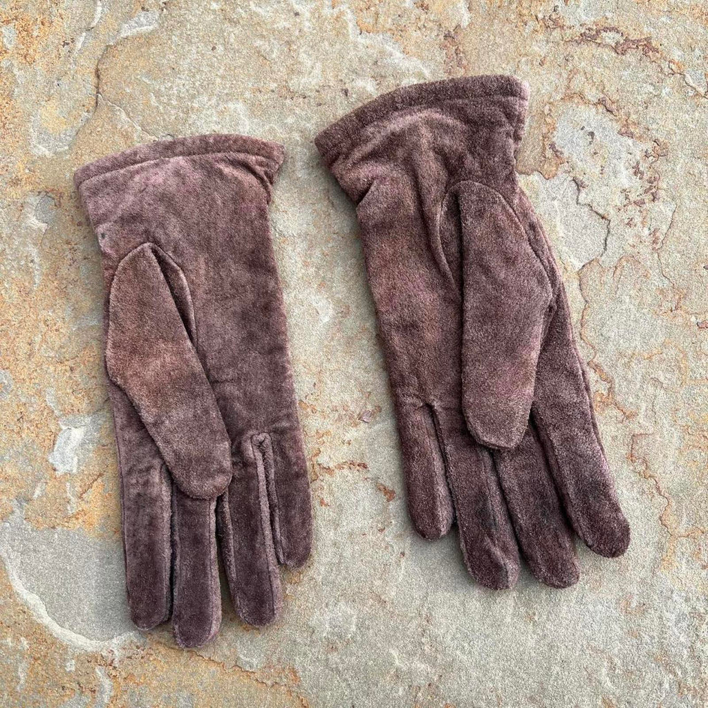 Y2K Brown Suede Leather Gloves