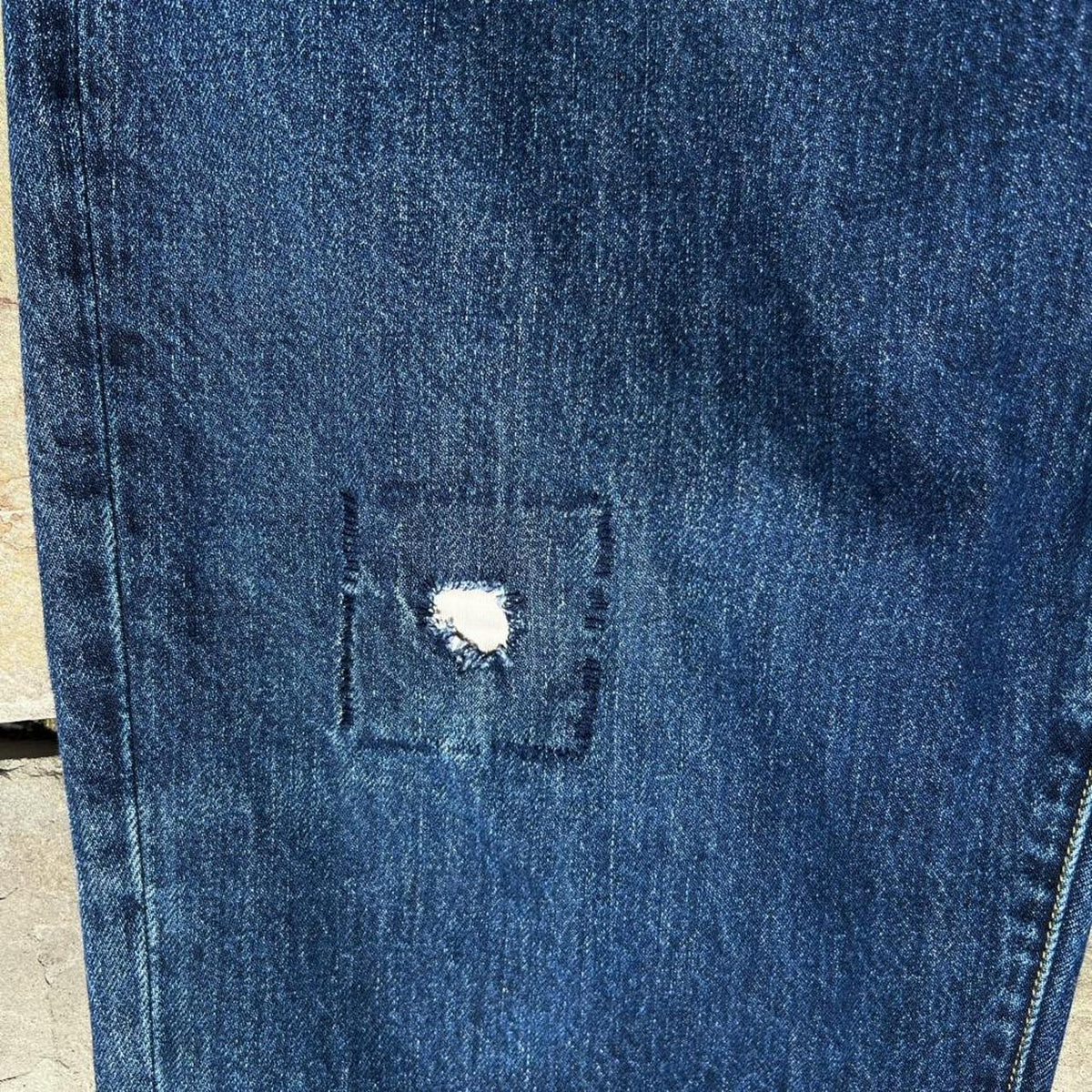 Stussy Distressed Patched Washed Indigo Big Ol’ Jeans