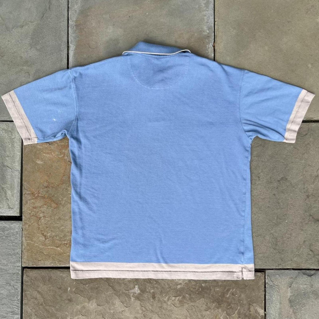 Neo-Vintage 90s Made in USA Blue + Tan Trim Polo Shirt
