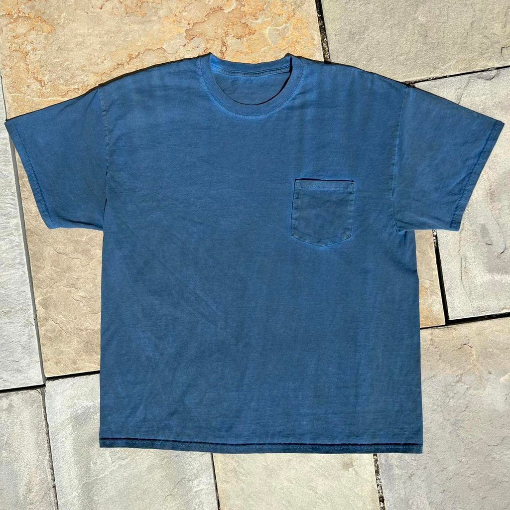 Vintage 90s Garment Overdyed Black Blue Pocket T-Shirt
