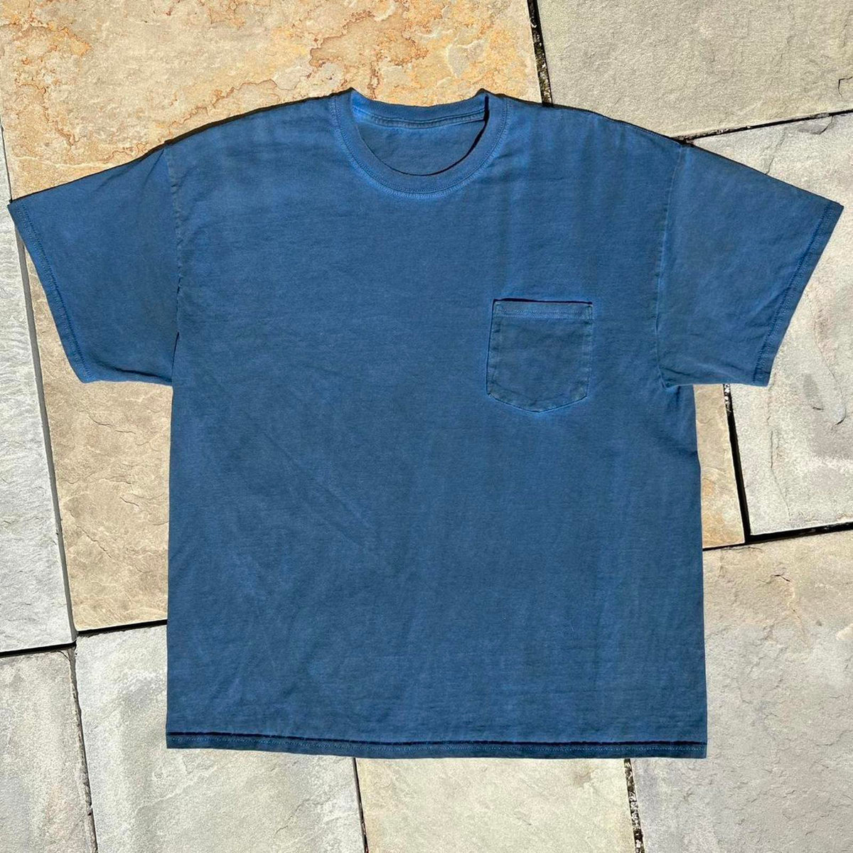 Vintage 90s Garment Overdyed Black Blue Pocket T-Shirt