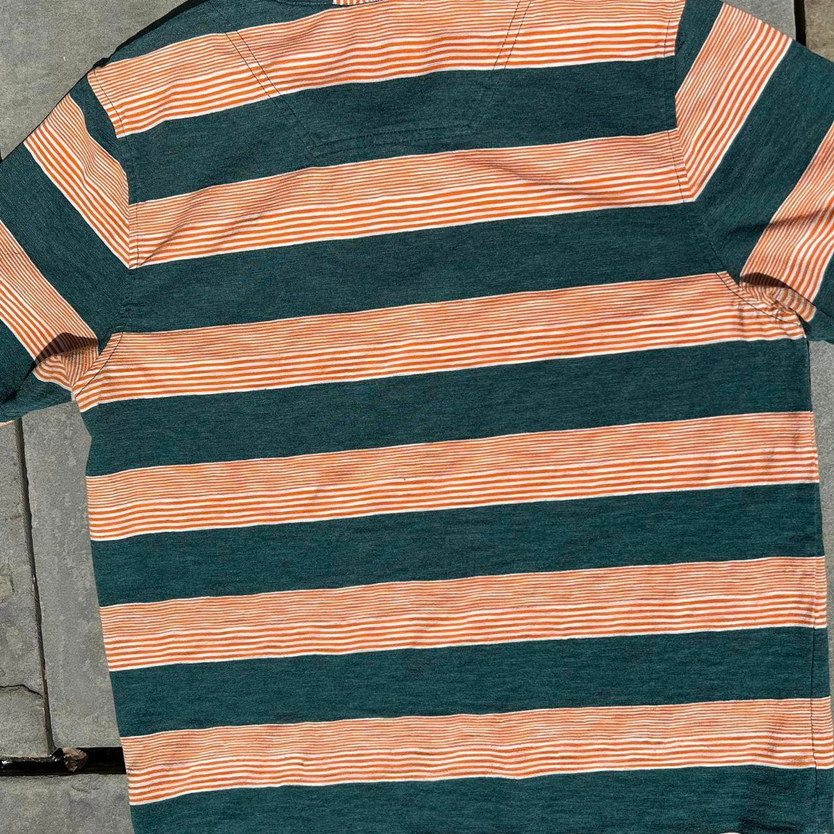 The North Face Orange and Green Striped Polo