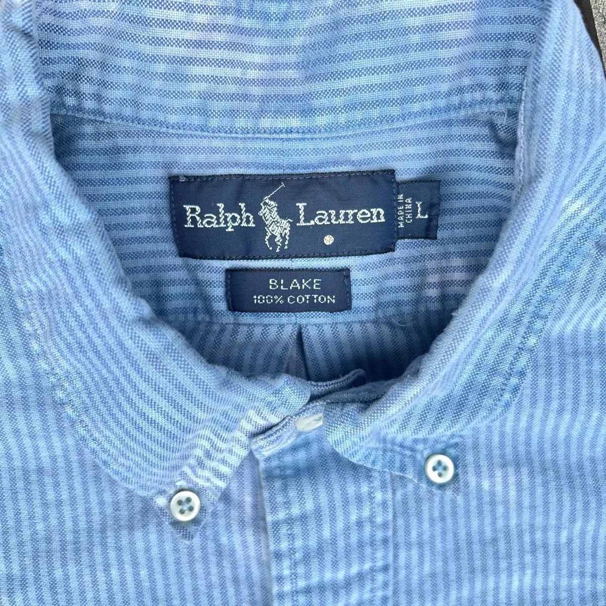 Y2K Blue Splat Overdye Polo Ralph Lauren Button Down