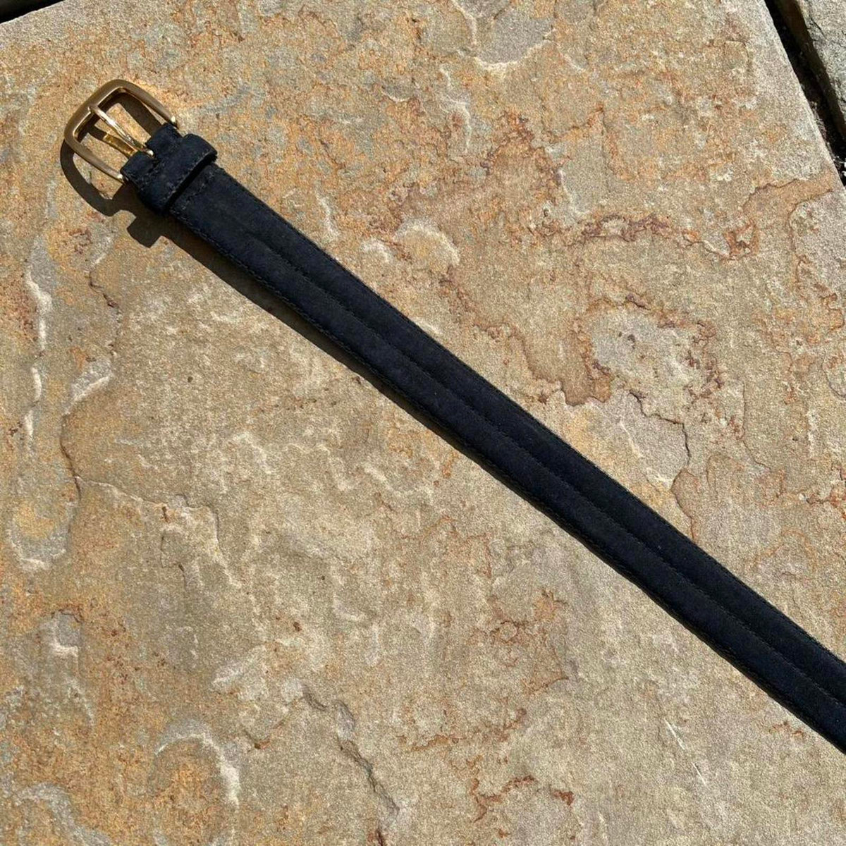 Vintage 90s Center Stitch Black Faux Suede XXL Belt