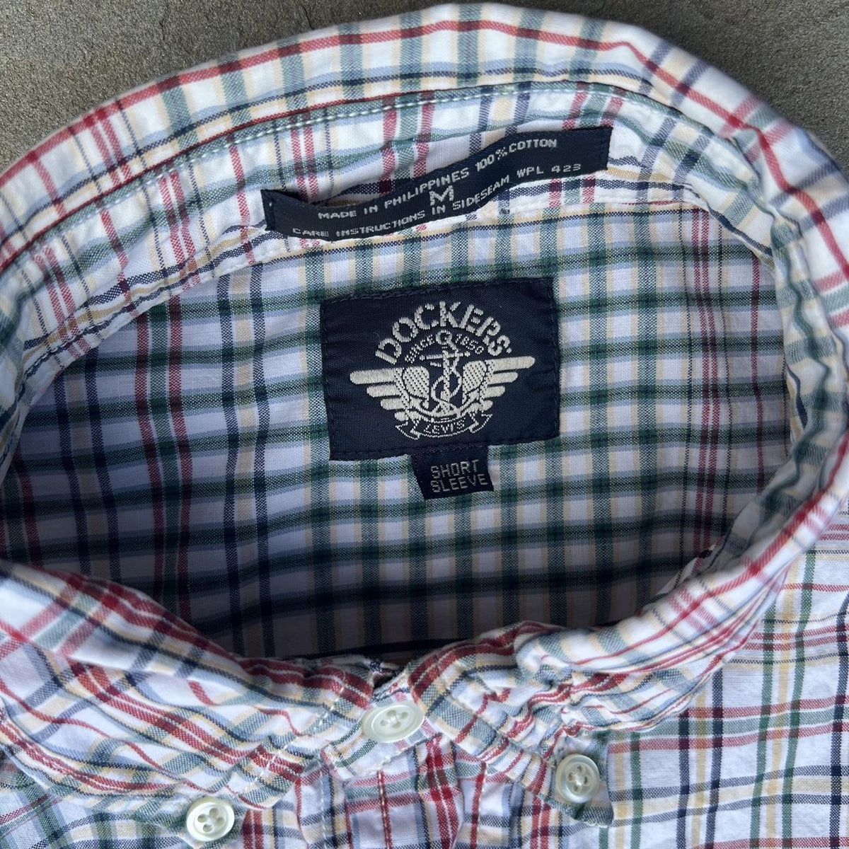 Vintage 90s Multi-Color Check Plaid Short Sleeve Button Down