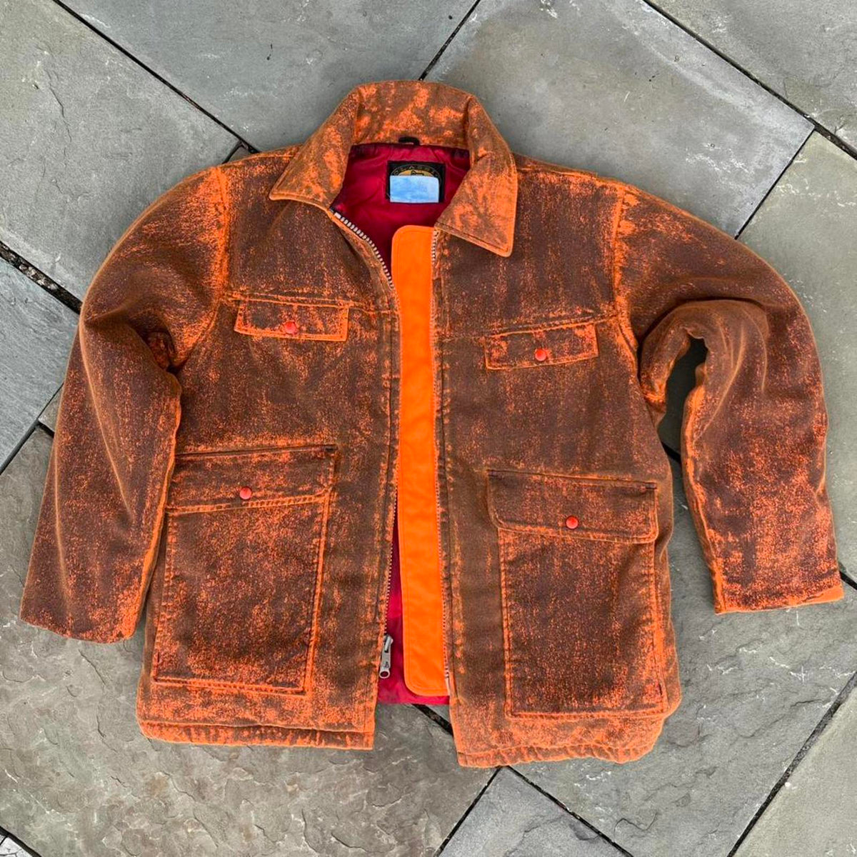Vintage 80s Pigment Painted 2-way Zipper Coat Made in USA