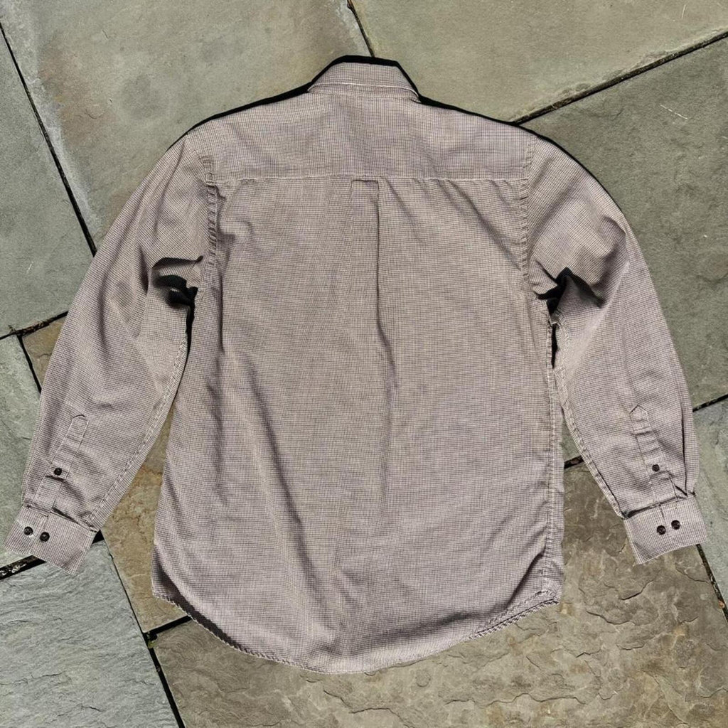 Neo-Vintage Y2K Tan/Brown Houndstooth Plaid Work Shirt