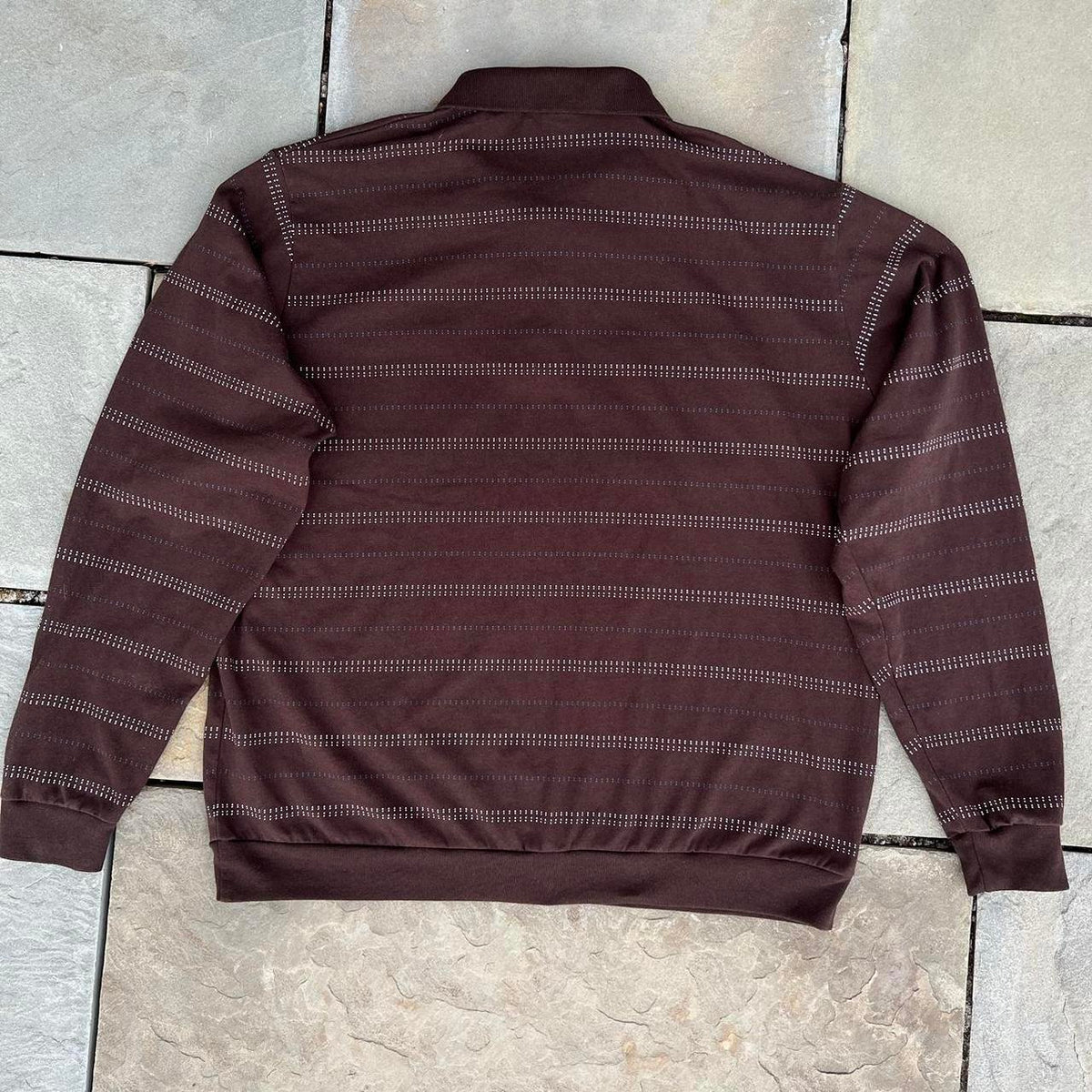 Y2K Brown Dot Stripe Rugby Polo