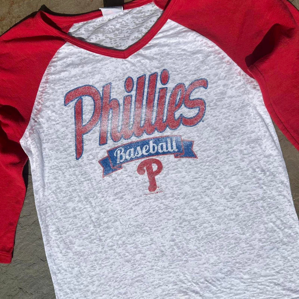 Phillies Stonewashed Distressed Raglan T-shirt