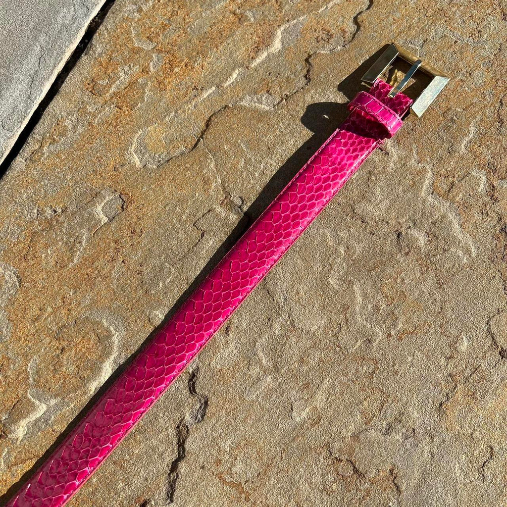 Vintage 80s Genuine Snake Skin Pink Belt
