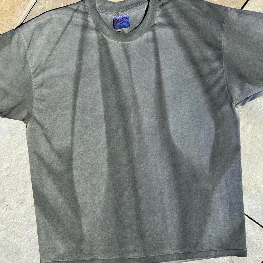 Neo-Vintage 90s Overdyed Grey Green T-shirt Made in USA