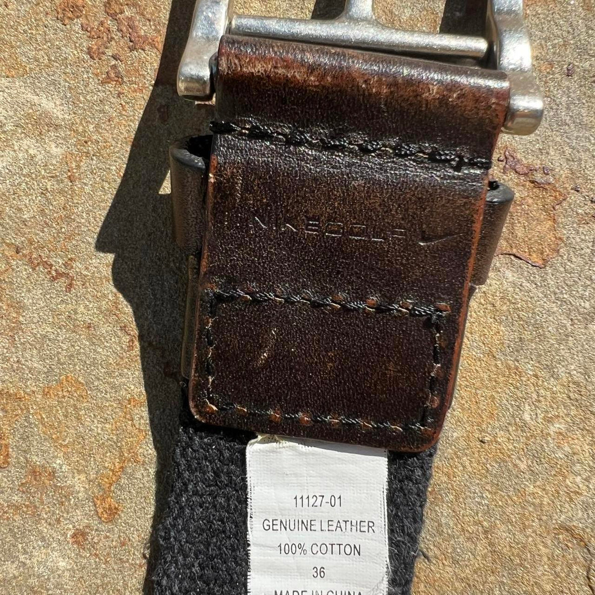 Nike Black Canvas Brown Leather Belt